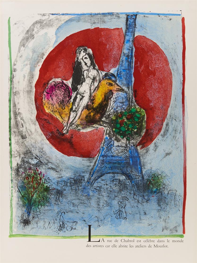 Marc Chagall. Les amoureux de la Tour Eiffel. 1960. Farblithographie. Eines...